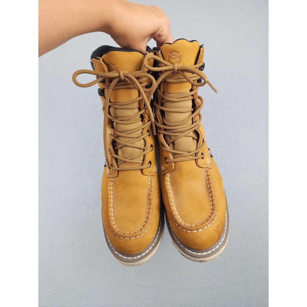 Sureway Boots Mens Size 10 Light Brown Waterproof Leather Moc Toe Work 819-WP
